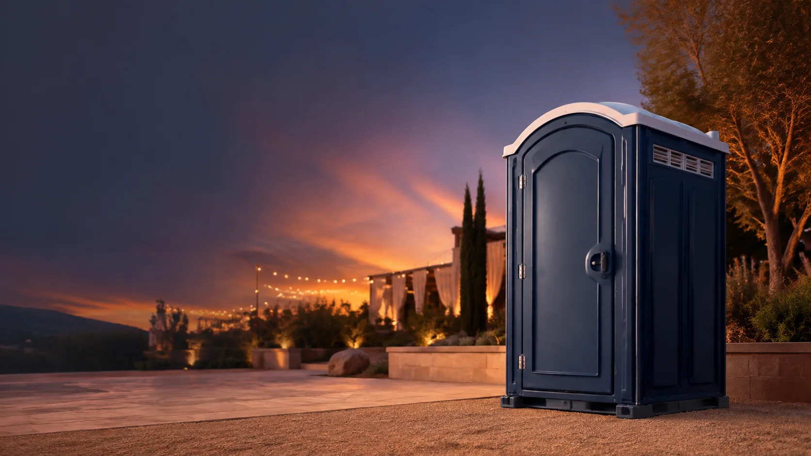Portable restroom shown for rental planning in Hickory, NC
